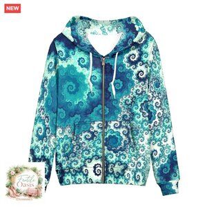 Oversized Zip Up Hoodie Leopard Print Music Notes Plus Size Sport Coat Chic